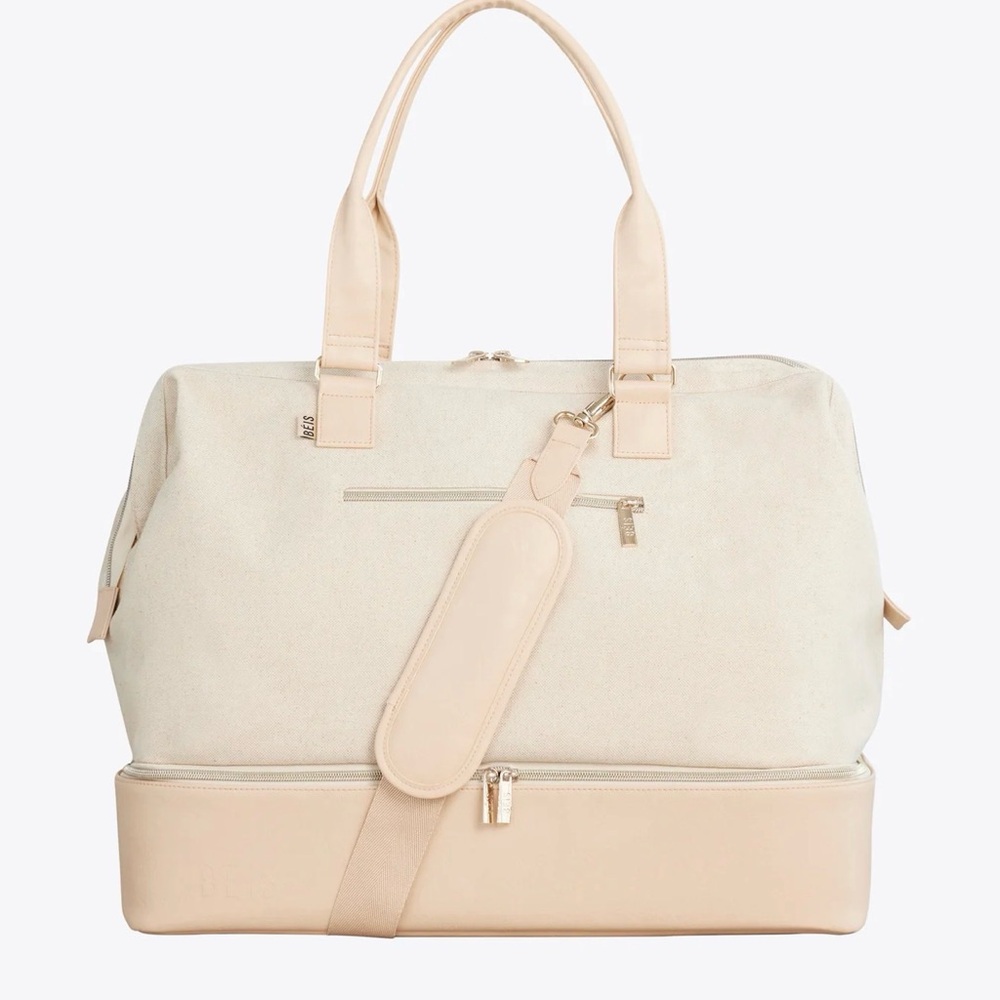 BEIS Cream Tote Weekender Bag